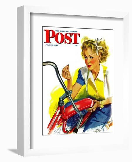 "Flat Bike Tire," Saturday Evening Post Cover, July 24, 1943-Alex Ross-Framed Giclee Print