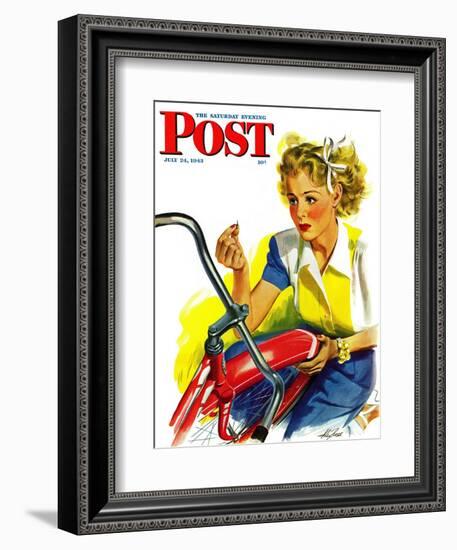 "Flat Bike Tire," Saturday Evening Post Cover, July 24, 1943-Alex Ross-Framed Giclee Print