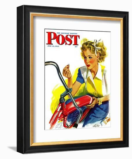 "Flat Bike Tire," Saturday Evening Post Cover, July 24, 1943-Alex Ross-Framed Giclee Print