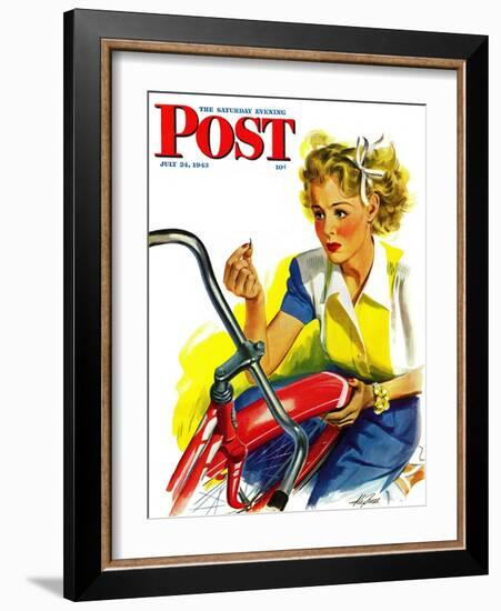 "Flat Bike Tire," Saturday Evening Post Cover, July 24, 1943-Alex Ross-Framed Giclee Print