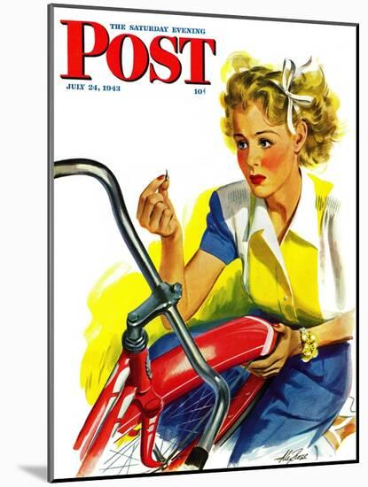 "Flat Bike Tire," Saturday Evening Post Cover, July 24, 1943-Alex Ross-Mounted Giclee Print