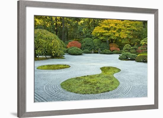 Flat Garden from the Pavilion, Portland Japanese Garden, Portland, Oregon, USA-Michel Hersen-Framed Photographic Print