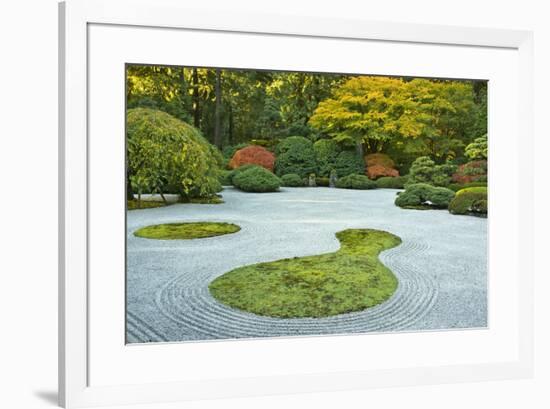 Flat Garden from the Pavilion, Portland Japanese Garden, Portland, Oregon, USA-Michel Hersen-Framed Photographic Print