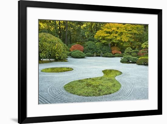 Flat Garden from the Pavilion, Portland Japanese Garden, Portland, Oregon, USA-Michel Hersen-Framed Photographic Print