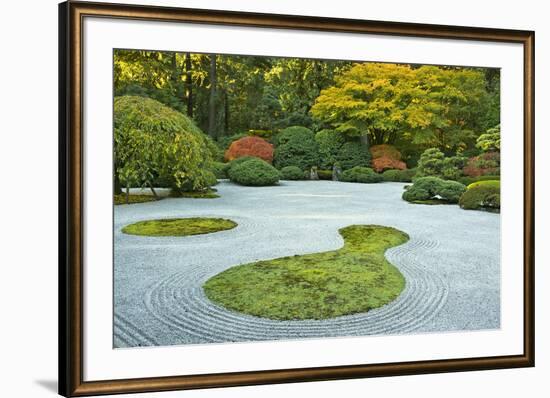 Flat Garden from the Pavilion, Portland Japanese Garden, Portland, Oregon, USA-Michel Hersen-Framed Photographic Print