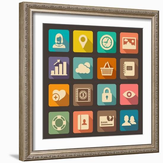 Flat Icons Set for Web and Mobile Applications-ekler-Framed Art Print