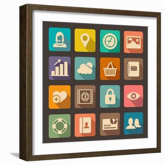 Flat Icons Set for Web and Mobile Applications-ekler-Framed Art Print