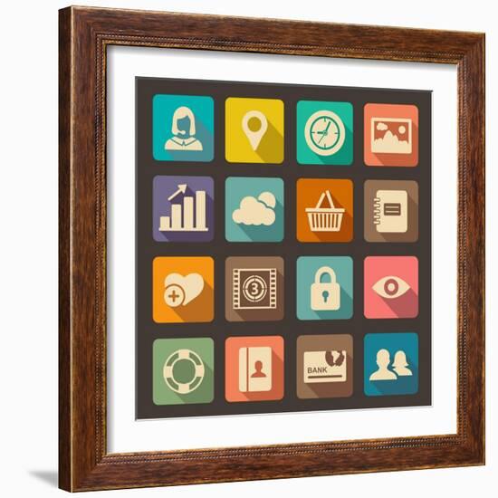 Flat Icons Set for Web and Mobile Applications-ekler-Framed Art Print