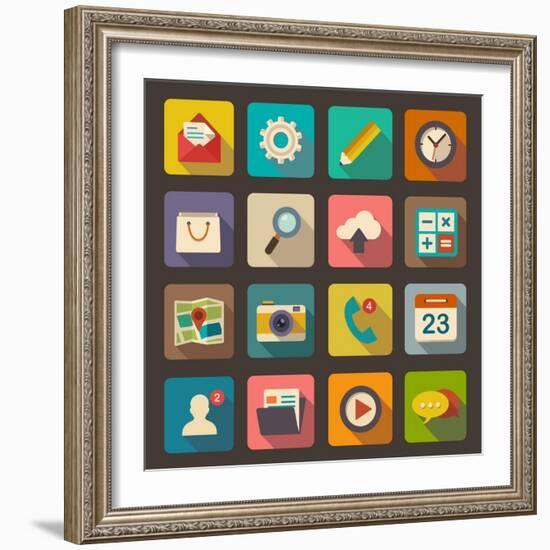 Flat Icons Set for Web and Mobile Applications-ekler-Framed Art Print