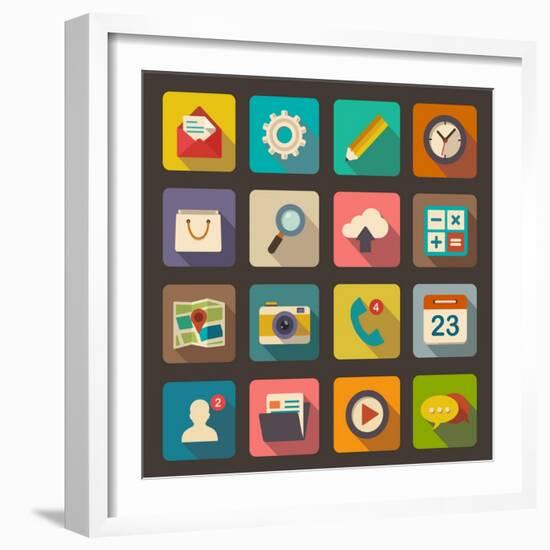 Flat Icons Set for Web and Mobile Applications-ekler-Framed Art Print