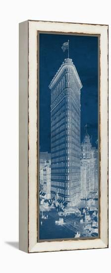 Flat Iron 1909 Blueprint Panel-Hugo Wild-Framed Stretched Canvas