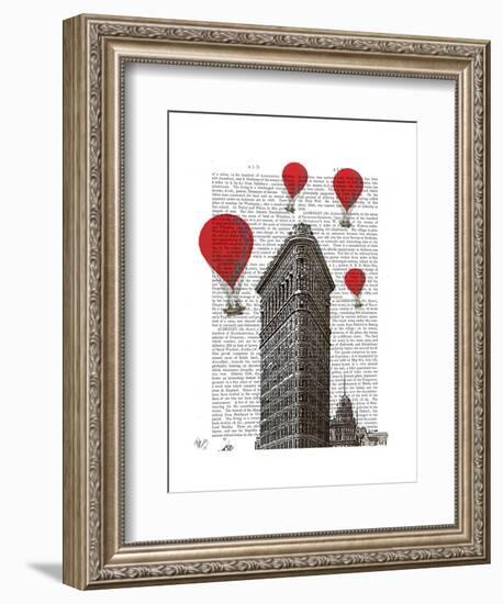 Flat Iron Building and Red Hot Air Balloons-Fab Funky-Framed Art Print