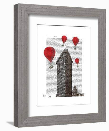 Flat Iron Building and Red Hot Air Balloons-Fab Funky-Framed Art Print