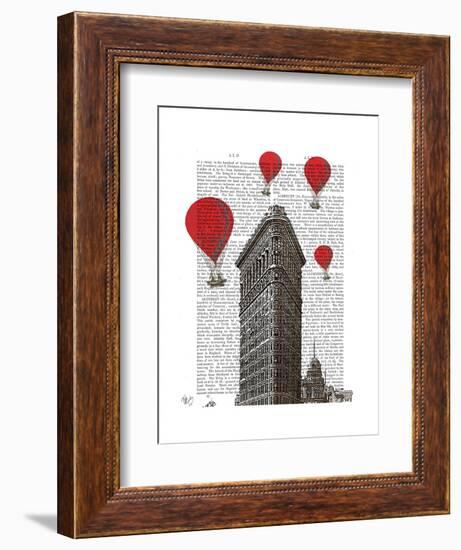 Flat Iron Building and Red Hot Air Balloons-Fab Funky-Framed Art Print