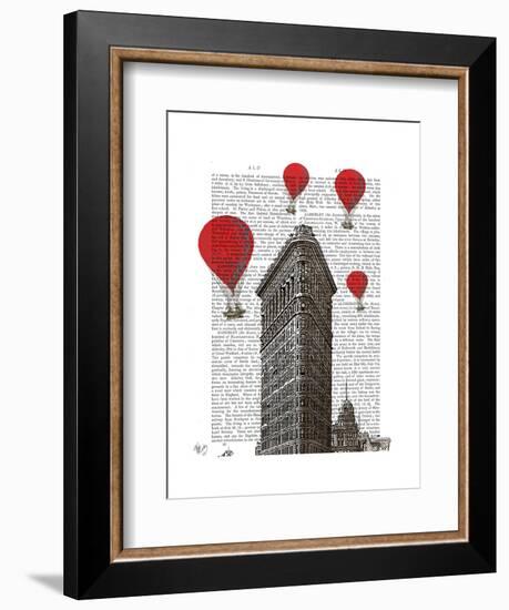 Flat Iron Building and Red Hot Air Balloons-Fab Funky-Framed Art Print