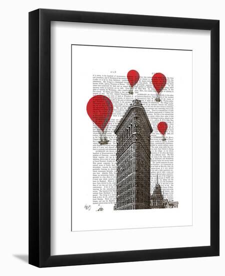 Flat Iron Building and Red Hot Air Balloons-Fab Funky-Framed Art Print