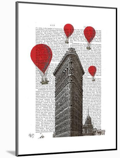 Flat Iron Building and Red Hot Air Balloons-Fab Funky-Mounted Art Print