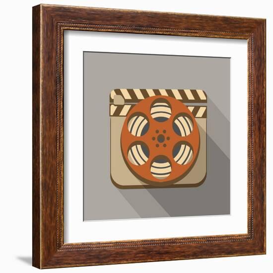 Flat Long Shadow Cinema Icon-YasnaTen-Framed Art Print