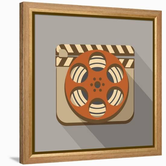 Flat Long Shadow Cinema Icon-YasnaTen-Framed Stretched Canvas