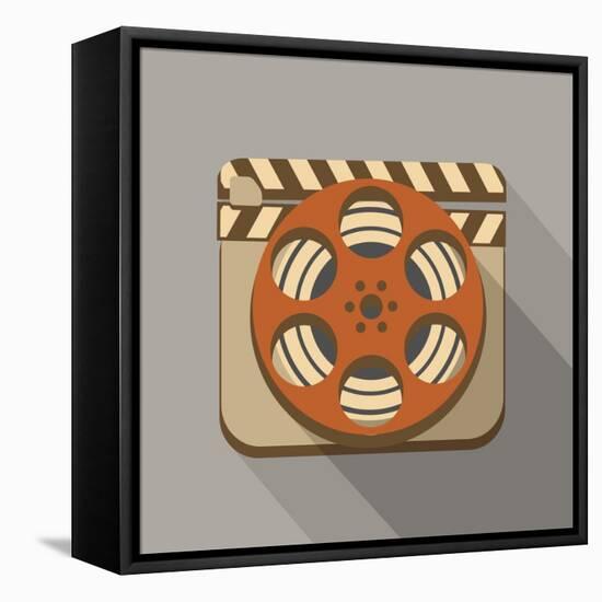 Flat Long Shadow Cinema Icon-YasnaTen-Framed Stretched Canvas