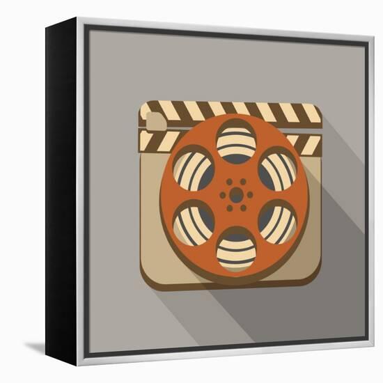 Flat Long Shadow Cinema Icon-YasnaTen-Framed Stretched Canvas
