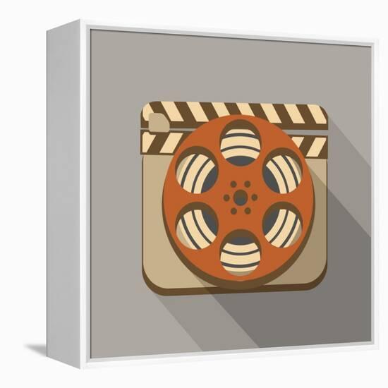 Flat Long Shadow Cinema Icon-YasnaTen-Framed Stretched Canvas