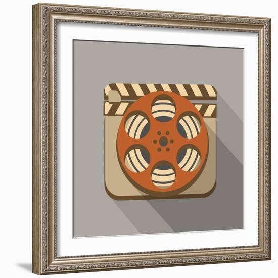 Flat Long Shadow Cinema Icon-YasnaTen-Framed Art Print