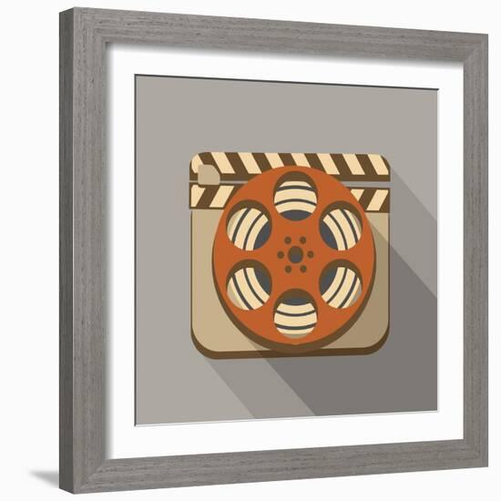 Flat Long Shadow Cinema Icon-YasnaTen-Framed Art Print