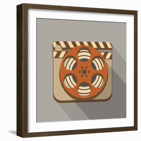 Flat Long Shadow Cinema Icon-YasnaTen-Framed Art Print