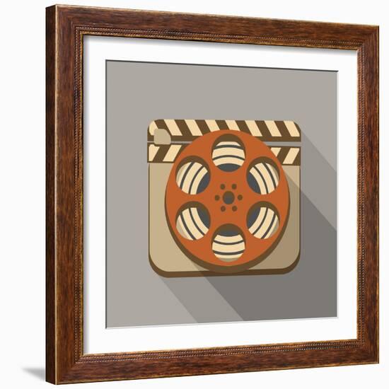 Flat Long Shadow Cinema Icon-YasnaTen-Framed Art Print