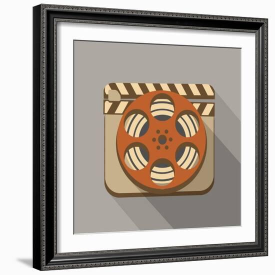 Flat Long Shadow Cinema Icon-YasnaTen-Framed Art Print