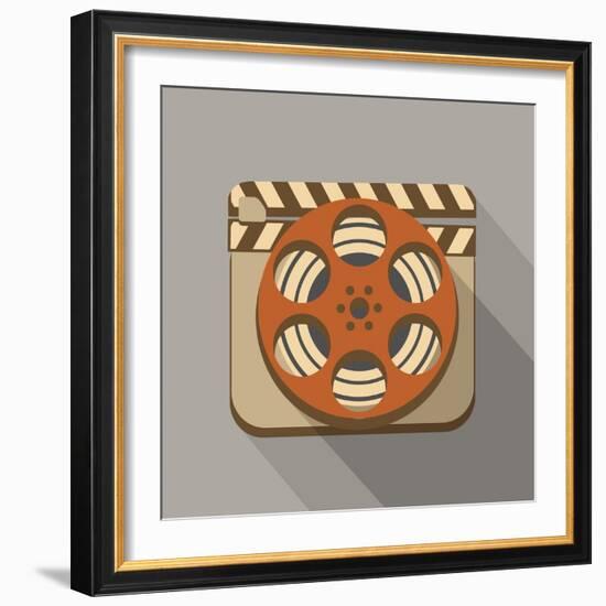 Flat Long Shadow Cinema Icon-YasnaTen-Framed Art Print