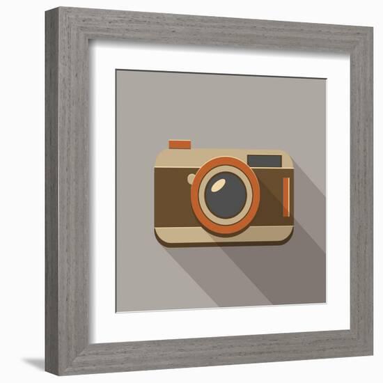 Flat Long Shadow Retro Camera Icon-YasnaTen-Framed Art Print