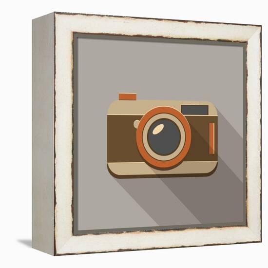 Flat Long Shadow Retro Camera Icon-YasnaTen-Framed Stretched Canvas