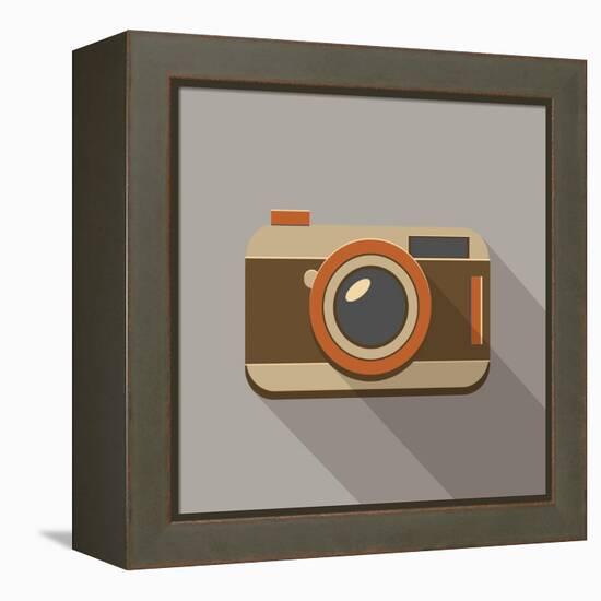 Flat Long Shadow Retro Camera Icon-YasnaTen-Framed Stretched Canvas