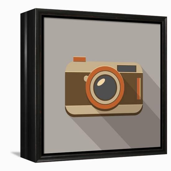 Flat Long Shadow Retro Camera Icon-YasnaTen-Framed Stretched Canvas