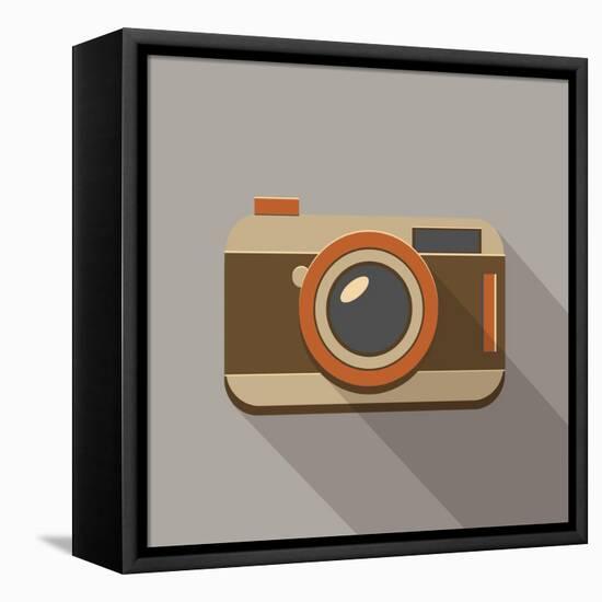 Flat Long Shadow Retro Camera Icon-YasnaTen-Framed Stretched Canvas