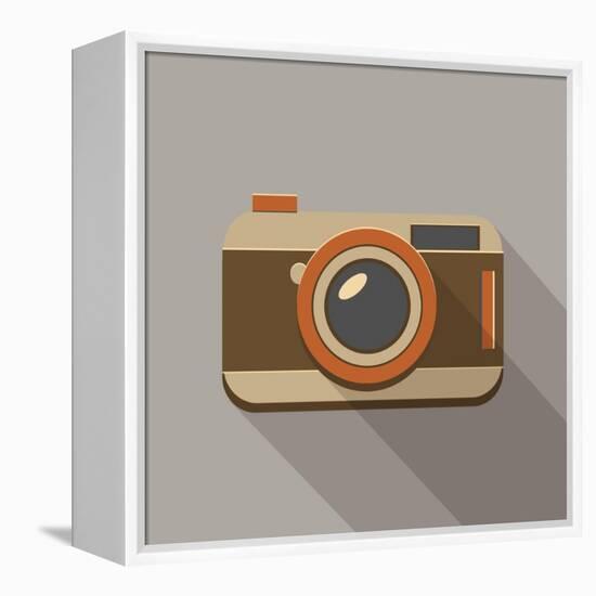 Flat Long Shadow Retro Camera Icon-YasnaTen-Framed Stretched Canvas