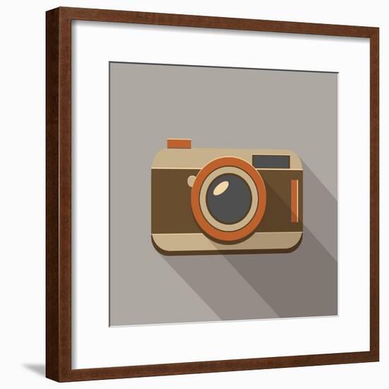 Flat Long Shadow Retro Camera Icon-YasnaTen-Framed Premium Giclee Print
