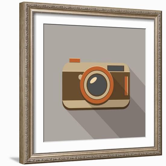 Flat Long Shadow Retro Camera Icon-YasnaTen-Framed Art Print