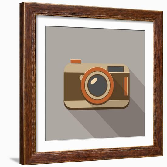 Flat Long Shadow Retro Camera Icon-YasnaTen-Framed Art Print