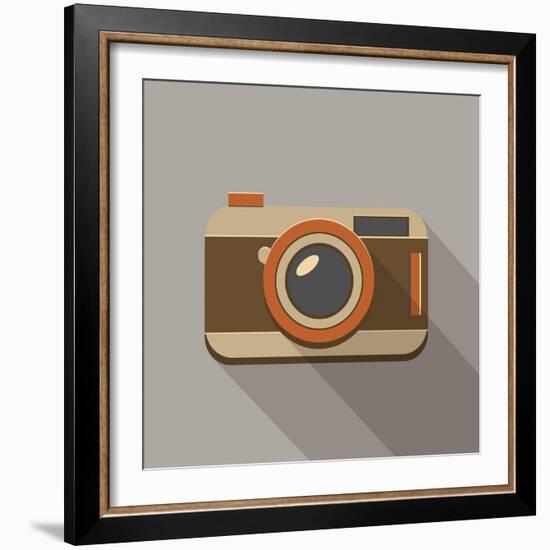 Flat Long Shadow Retro Camera Icon-YasnaTen-Framed Art Print