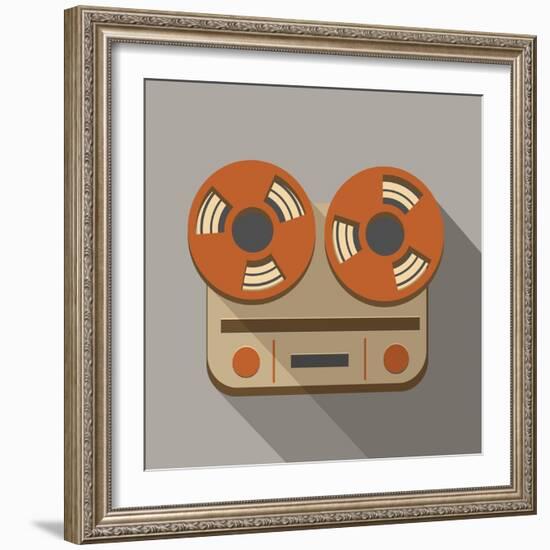 Flat Long Shadow Tape Recorder-YasnaTen-Framed Art Print