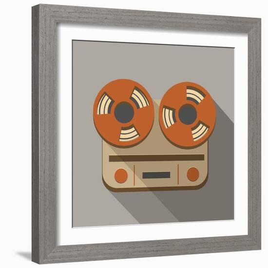 Flat Long Shadow Tape Recorder-YasnaTen-Framed Art Print