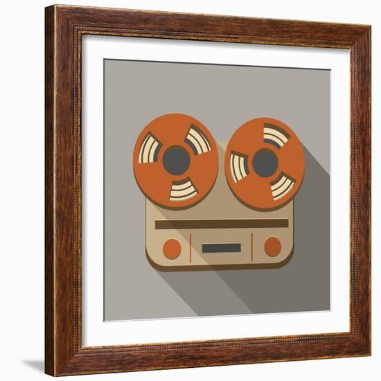 Flat Long Shadow Tape Recorder-YasnaTen-Framed Art Print