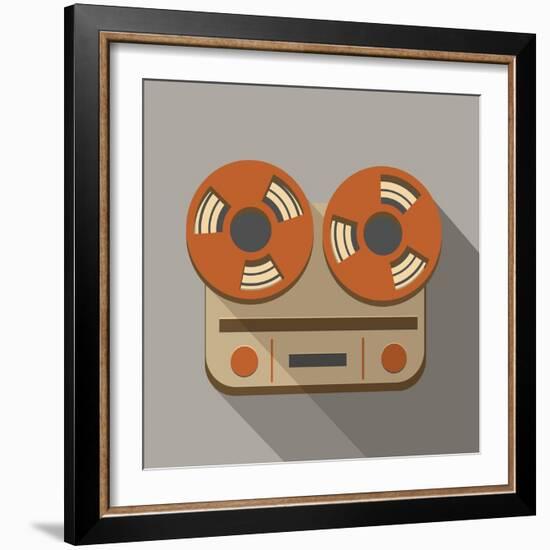 Flat Long Shadow Tape Recorder-YasnaTen-Framed Art Print