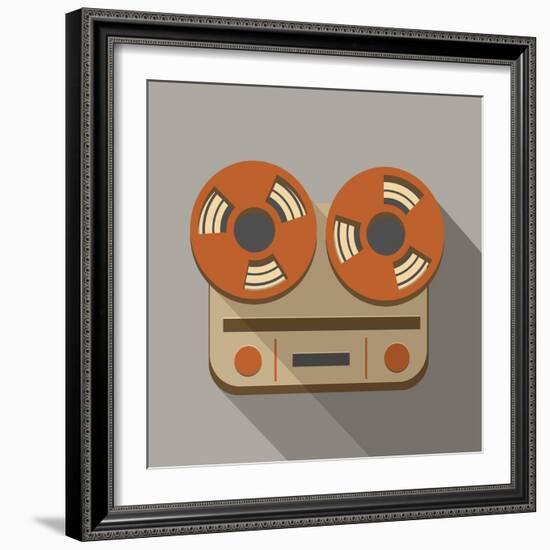 Flat Long Shadow Tape Recorder-YasnaTen-Framed Art Print