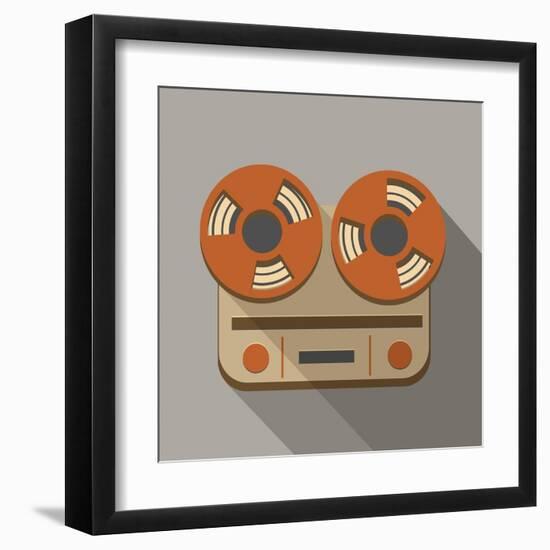 Flat Long Shadow Tape Recorder-YasnaTen-Framed Art Print