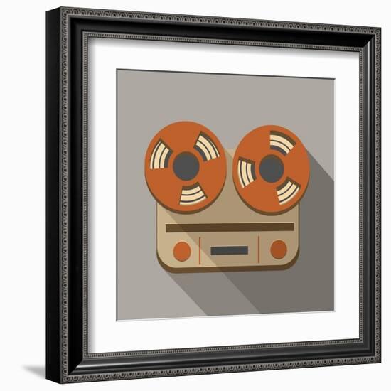 Flat Long Shadow Tape Recorder-YasnaTen-Framed Art Print