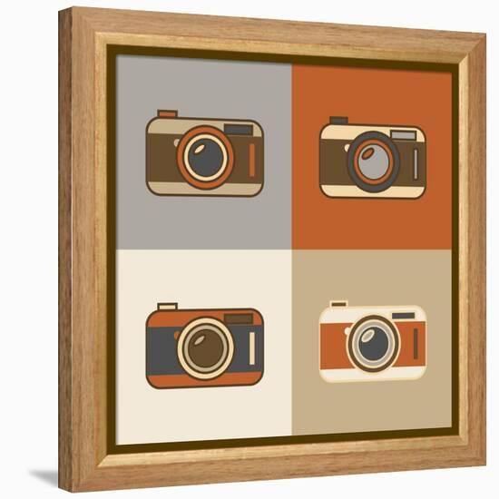 Flat Retro Camera Icons-YasnaTen-Framed Stretched Canvas